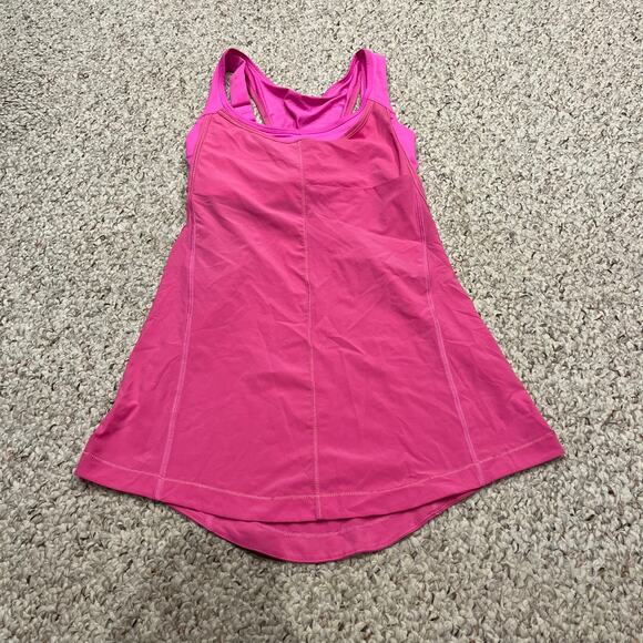 Lululemon Tank Top Sz 4 Pink Built In Bra Workout Gym Activewear - Picture 1 of 6